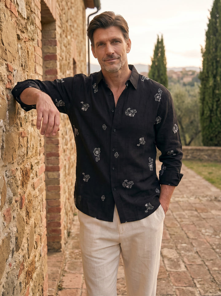 The Fiore Embroided Shirt – Nero
