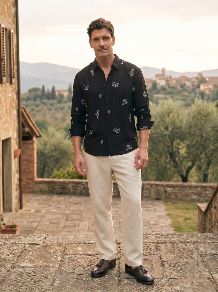 The Fiore Embroided Shirt – Nero