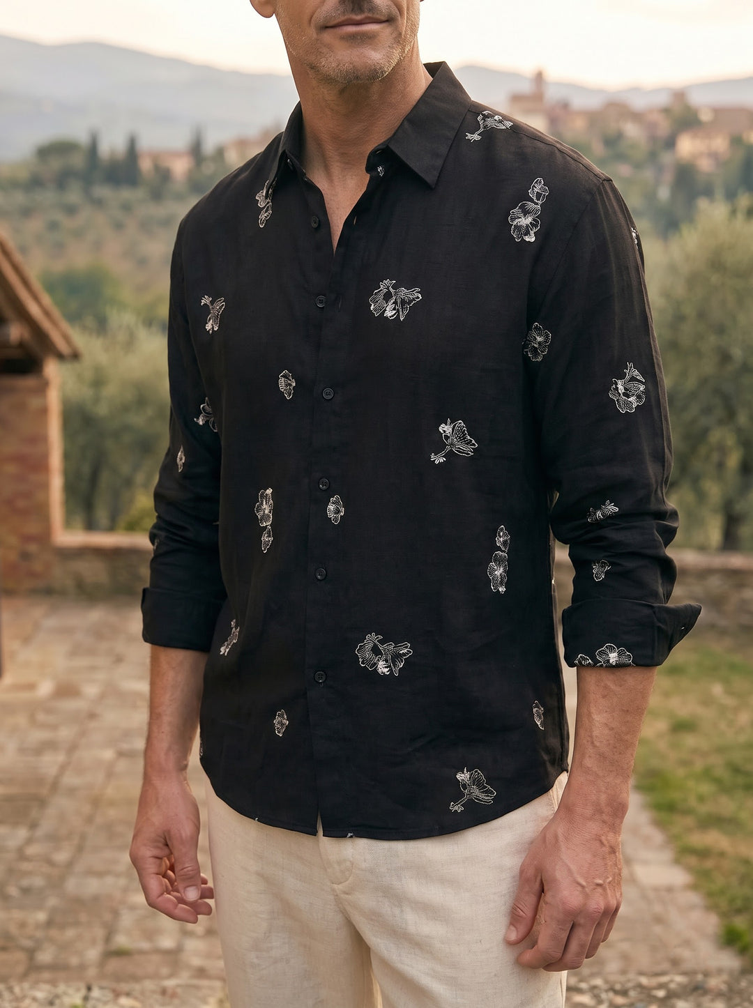 The Fiore Embroided Shirt – Nero