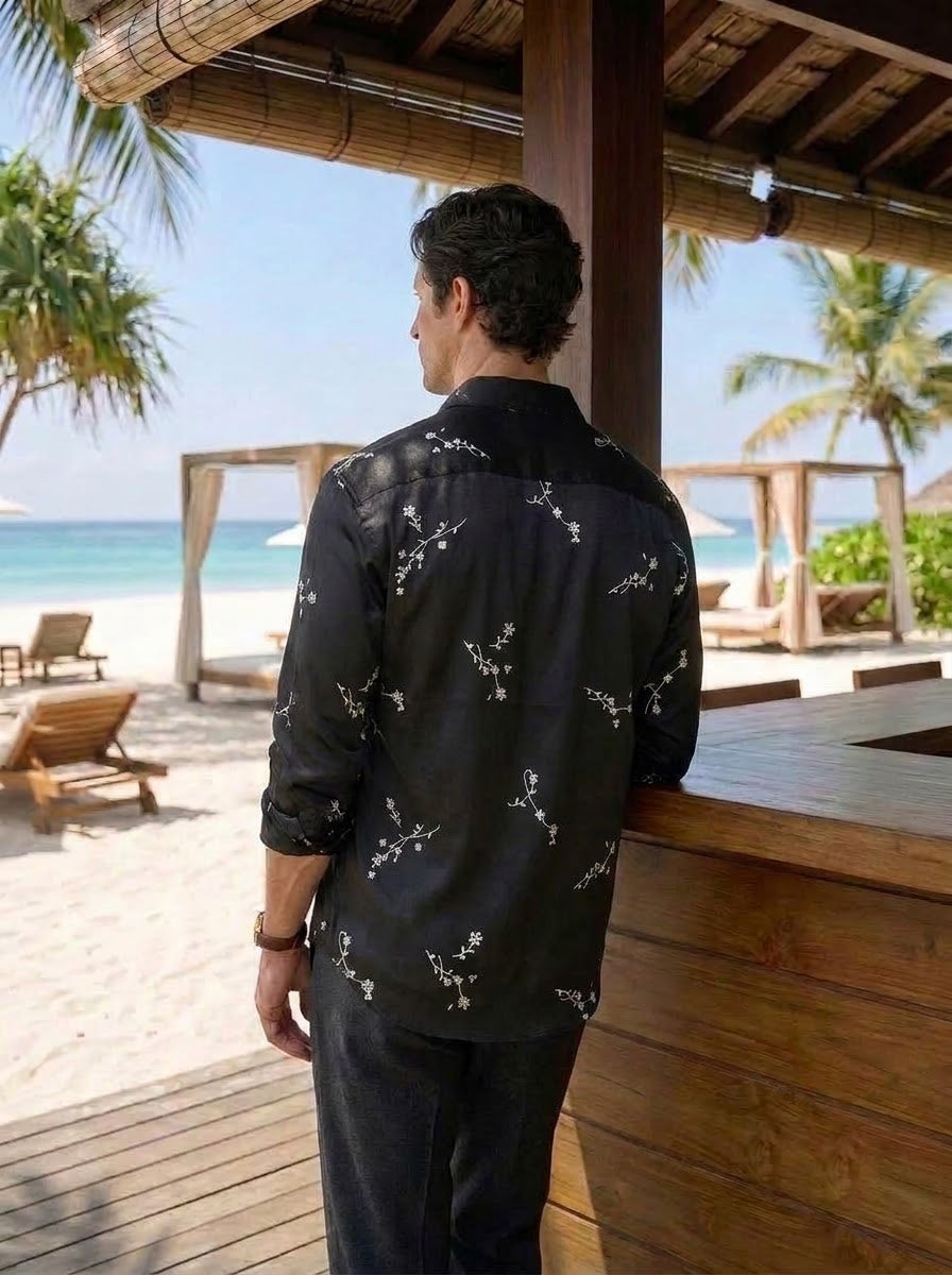 The Vigna Premium Embroidered Shirt – Nero