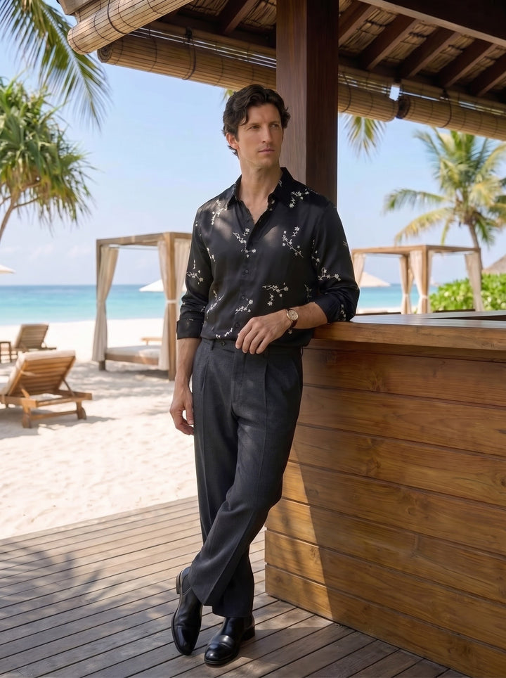 The Vigna Premium Embroidered Shirt – Nero