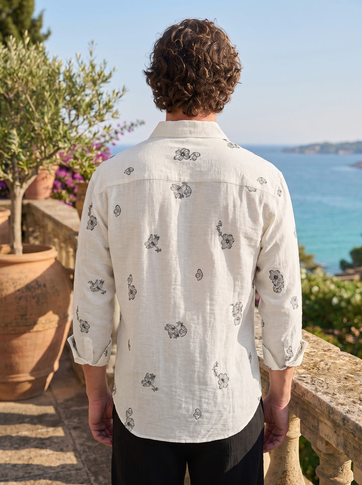 The Fiore Embroided Shirt – Ivory Mist