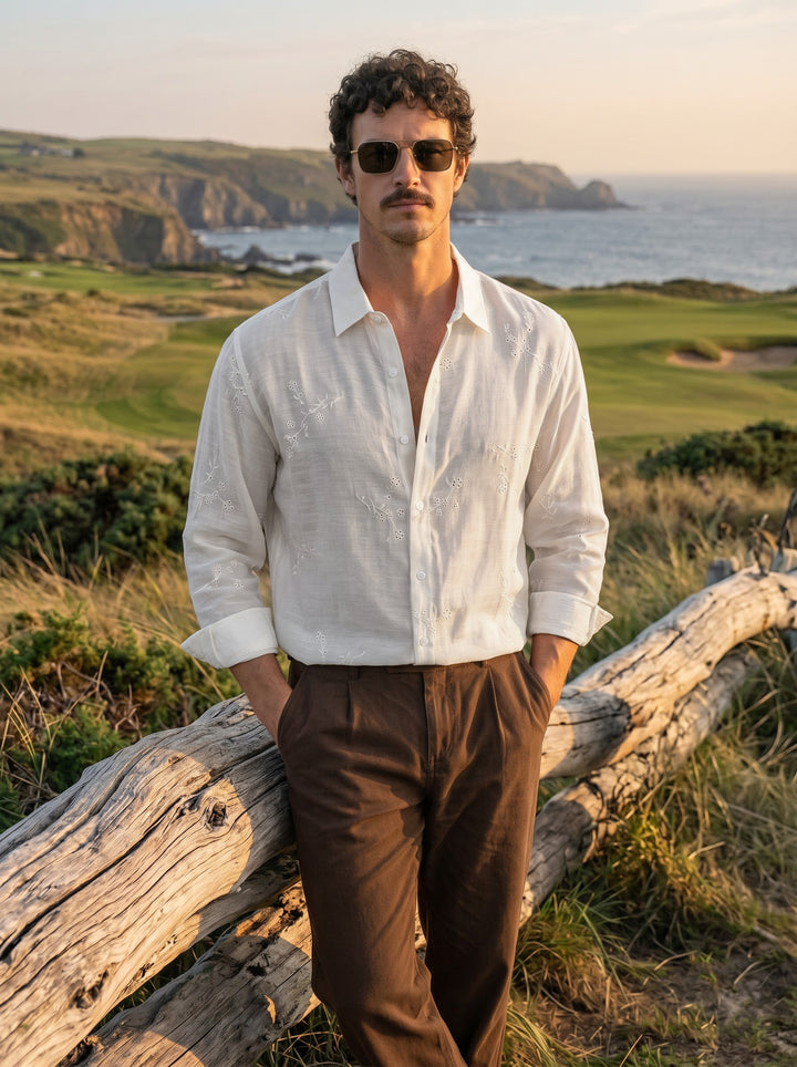 The Vigna Premium Embroidered Shirt – Ecru