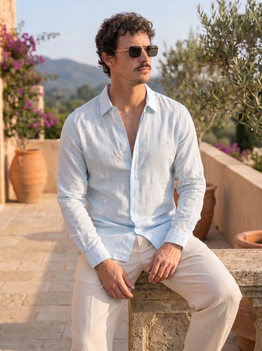 The Vigna Premium Embroidered Shirt – Celeste