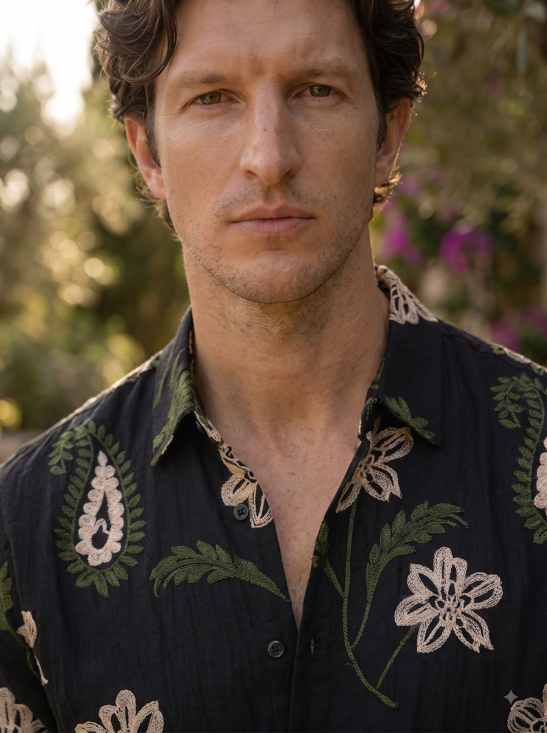 The Giardino Premium Embroidered Shirt – Nero