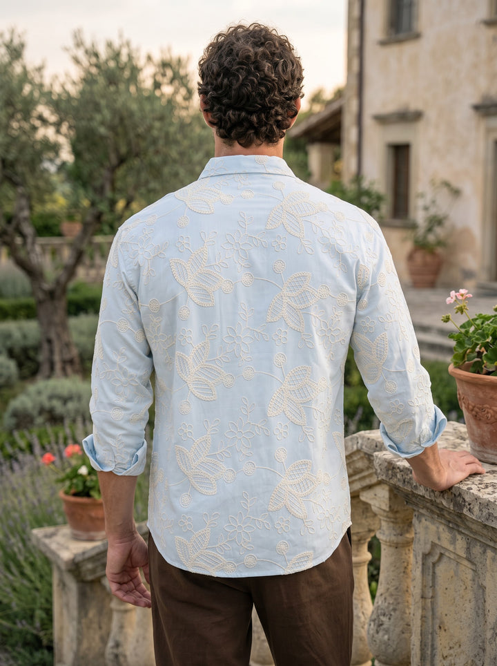 Elio Embroidered Shirt – Powder Blue