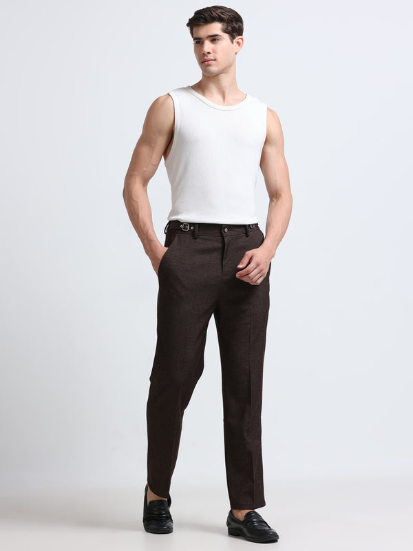 Marcello Side-Tab Tailored Trouser – Espresso Brown