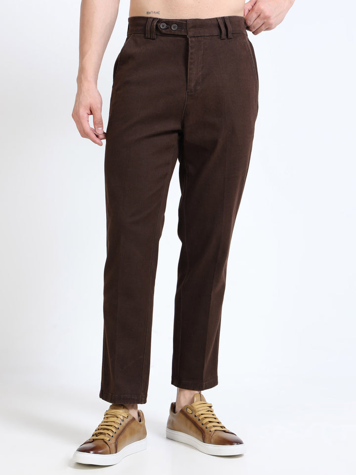 Dual-Button Slim Straight Trousers