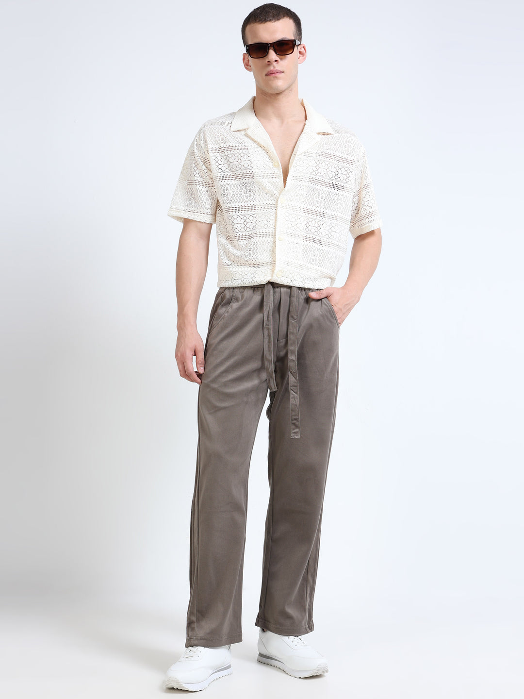 Relaxed Velour Drawstring Trousers