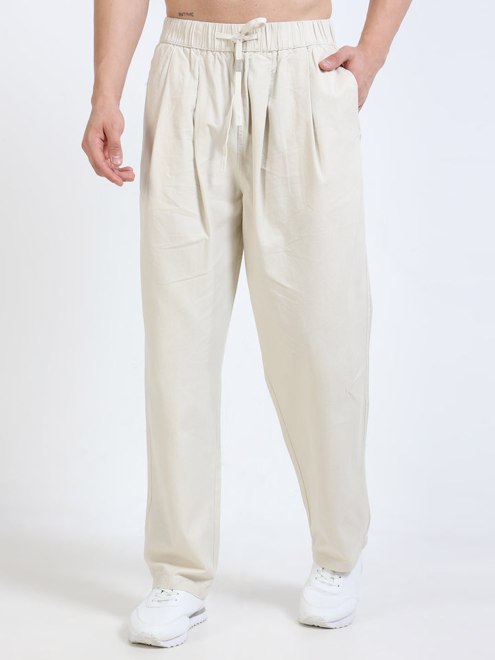 Relaxed Pleated Drawstring Trousers