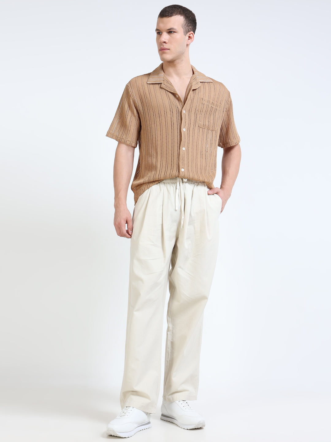 Relaxed Pleated Drawstring Trousers