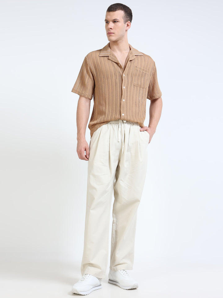 Relaxed Pleated Drawstring Trousers