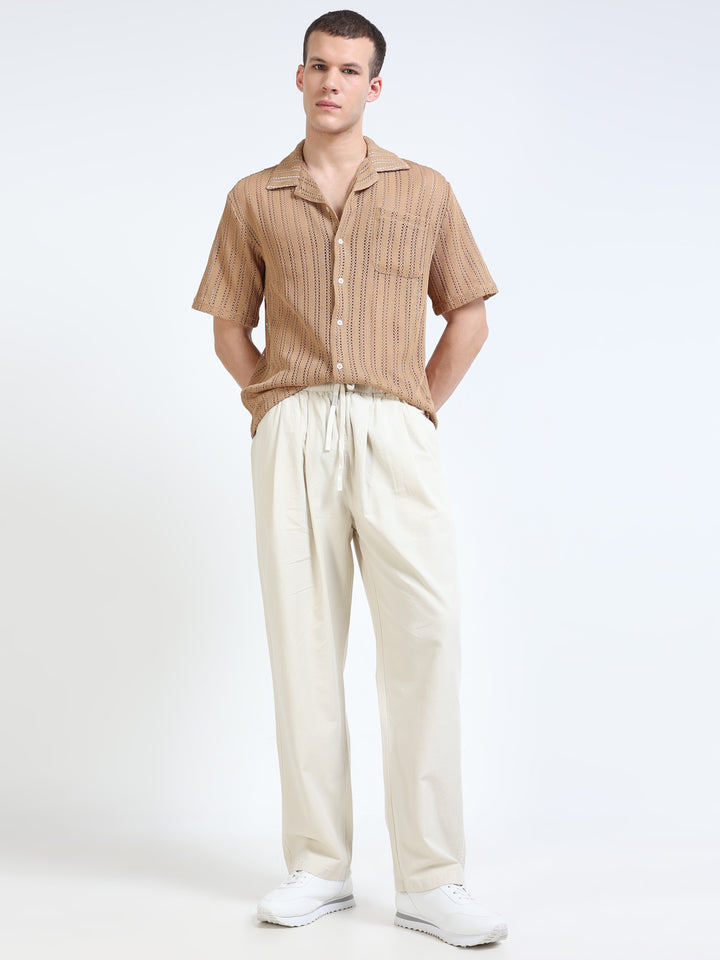 Relaxed Pleated Drawstring Trousers