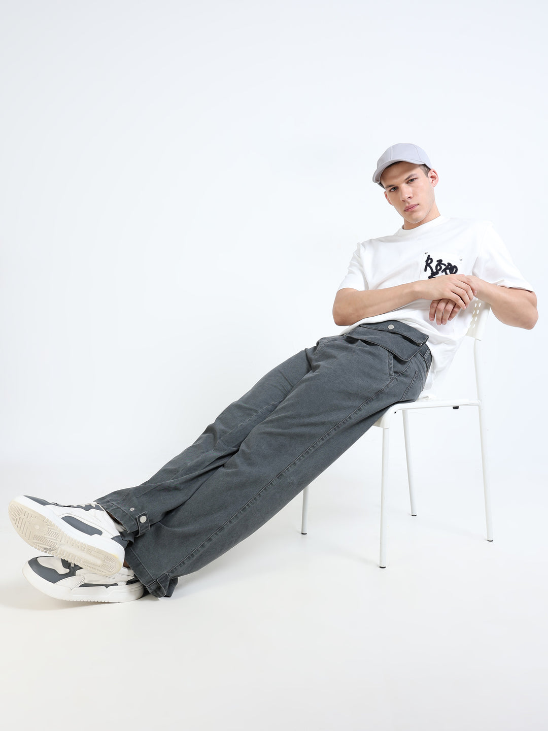 Utility Flap-Waist Wide Pants