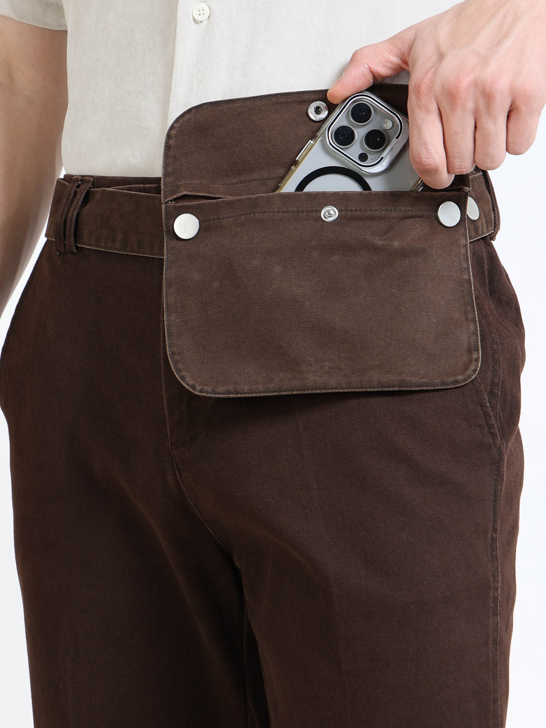 Utility Flap-Waist Wide Pants