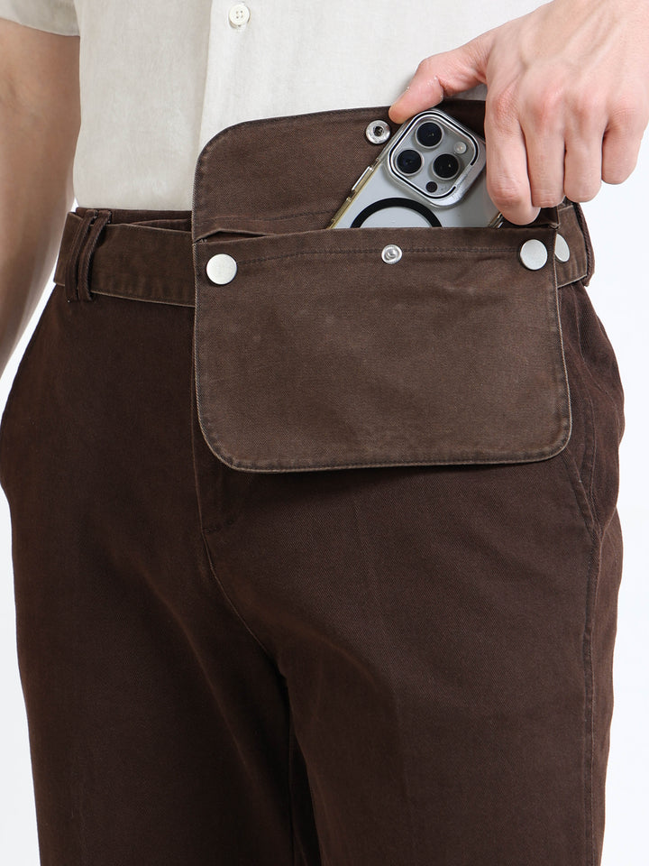 Utility Flap-Waist Wide Pants