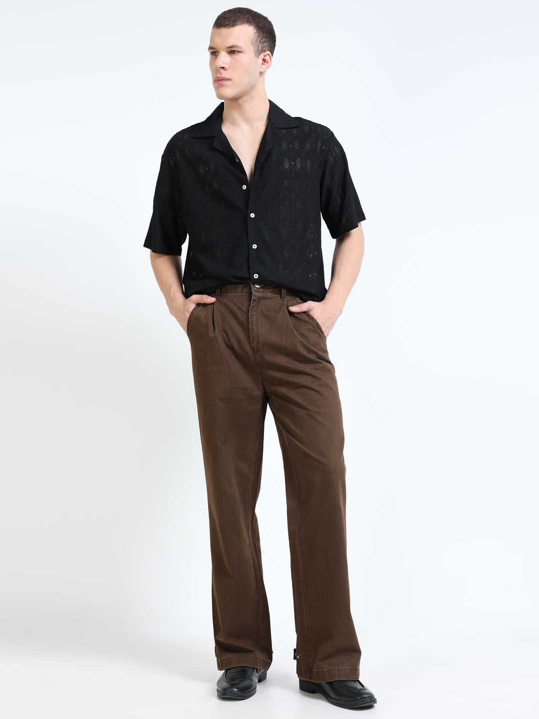 Utility Flap-Waist Wide Pants