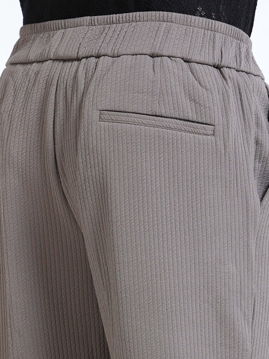Textured Dual-Button Pleated Trousers