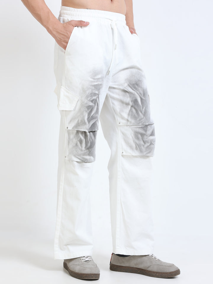 White Ombre Cargo Pants