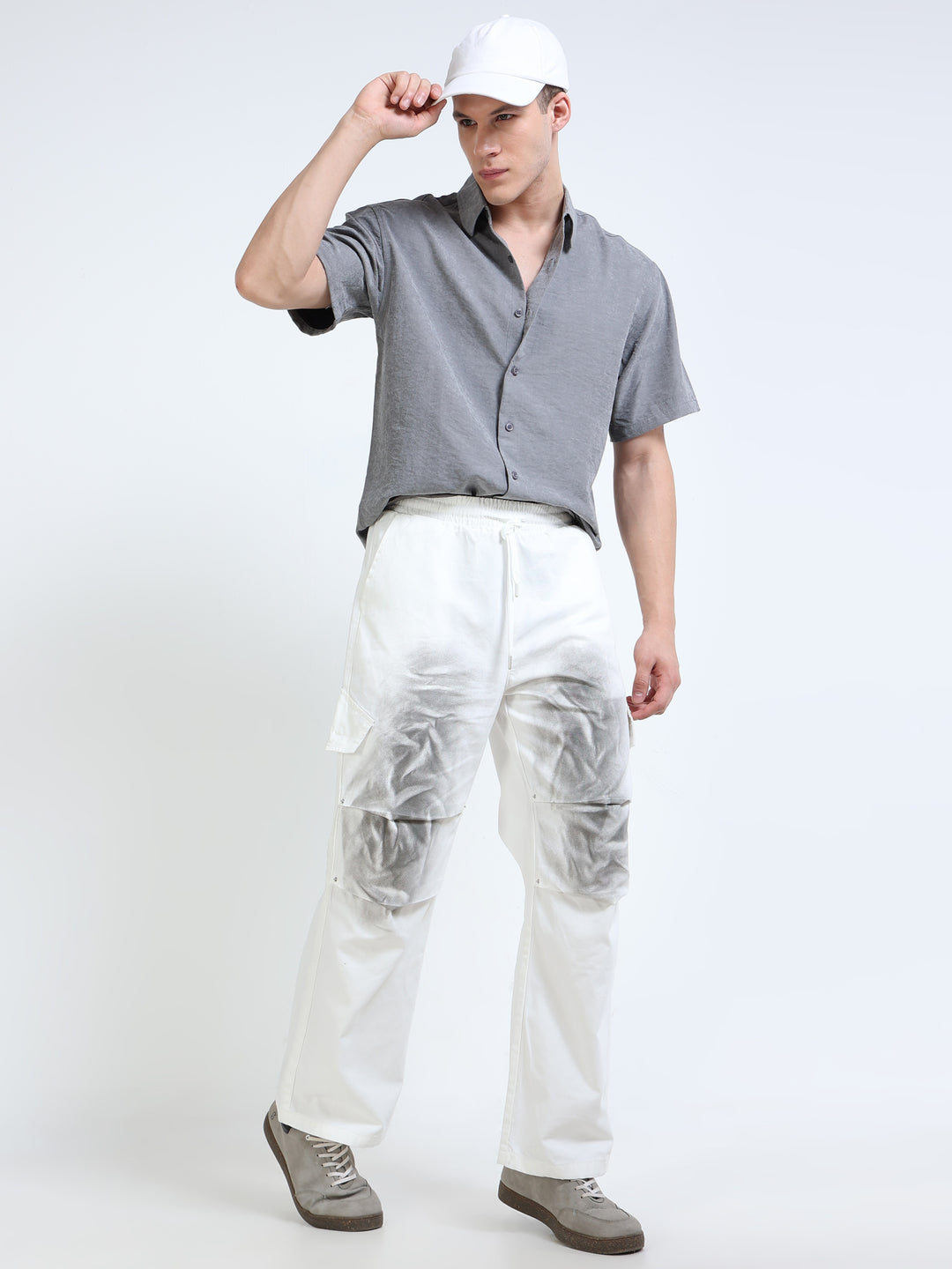 White Ombre Cargo Pants
