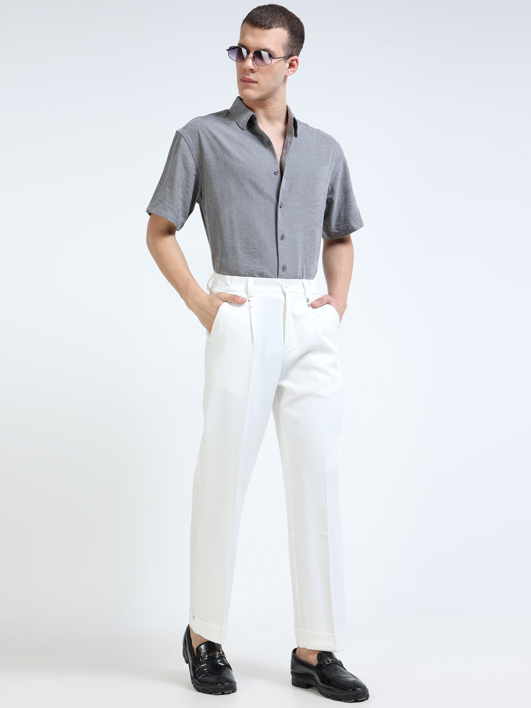Tailored Cuffed Straight Trousers