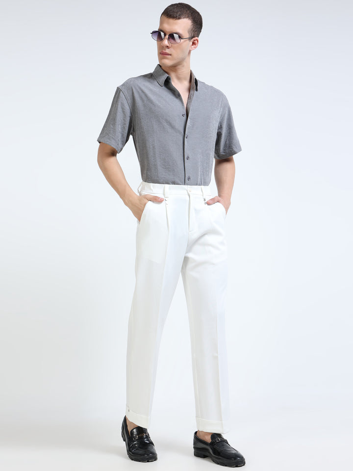 Tailored Cuffed Straight Trousers