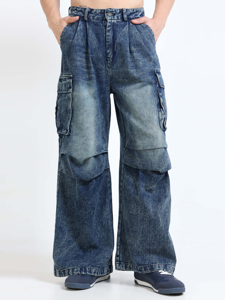 Oversized Rope-Tie Cargo Jeans