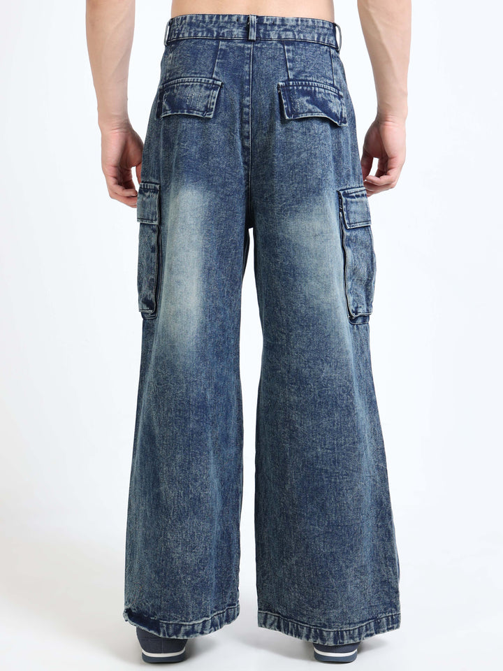 Oversized Rope-Tie Cargo Jeans