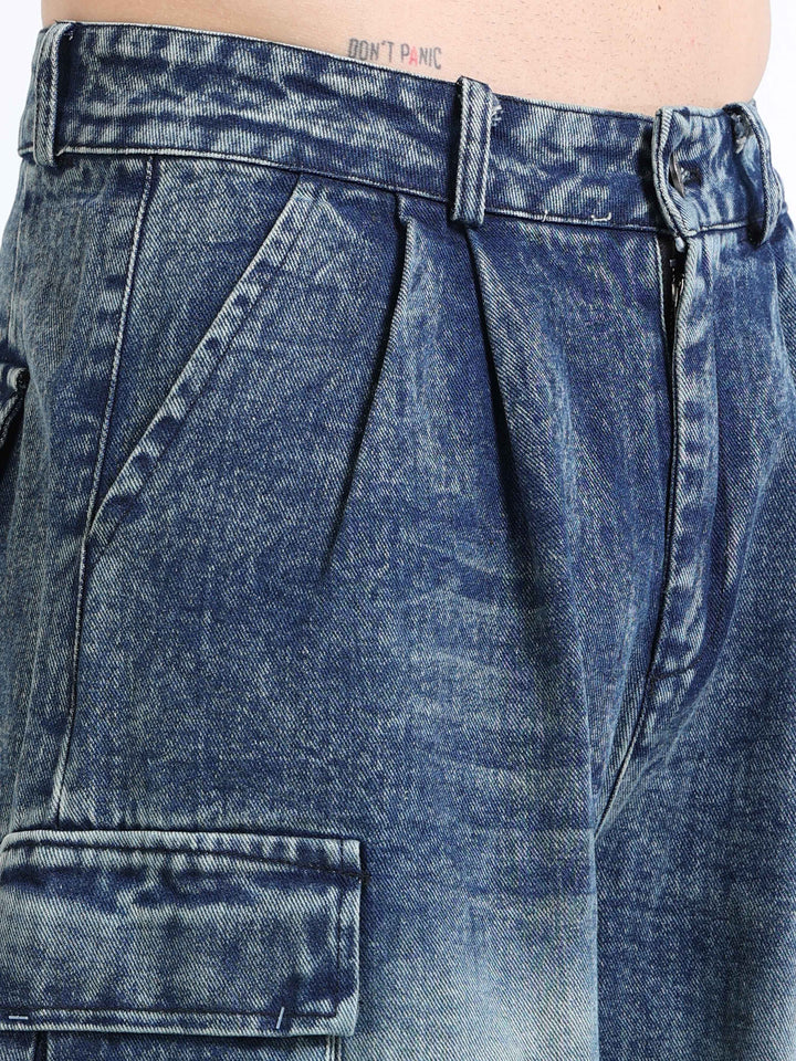 Oversized Rope-Tie Cargo Jeans