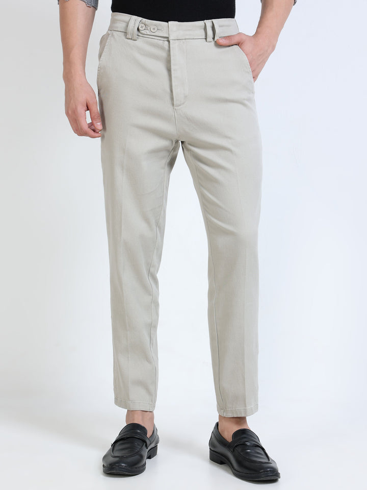 Dual-Button Slim Straight Trousers