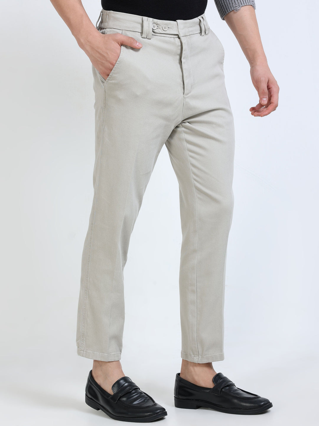 Dual-Button Slim Straight Trousers
