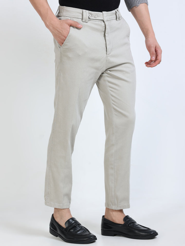 Dual-Button Slim Straight Trousers