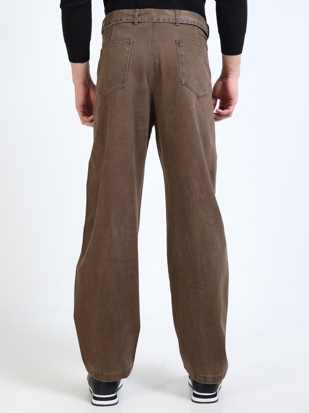 Structured Belted Straight Trousers