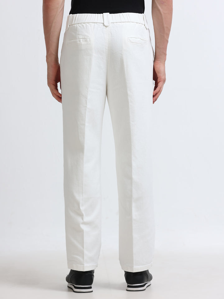 Savero Pleated Tapered Trouser – Ivory White