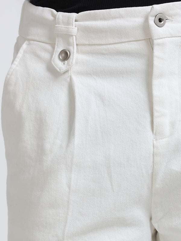 Savero Pleated Tapered Trouser – Ivory White