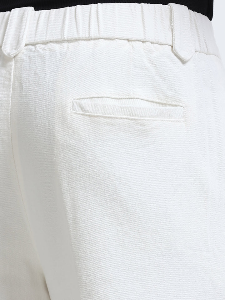 Savero Pleated Tapered Trouser – Ivory White