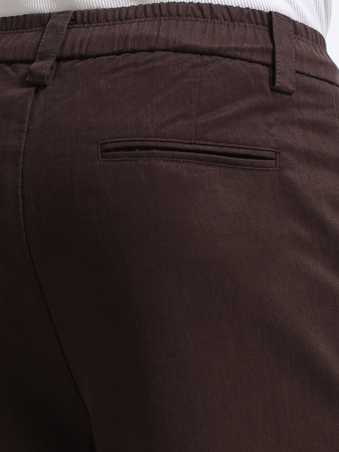 Amalfi Textured Pleated Trouser – Espresso Brown
