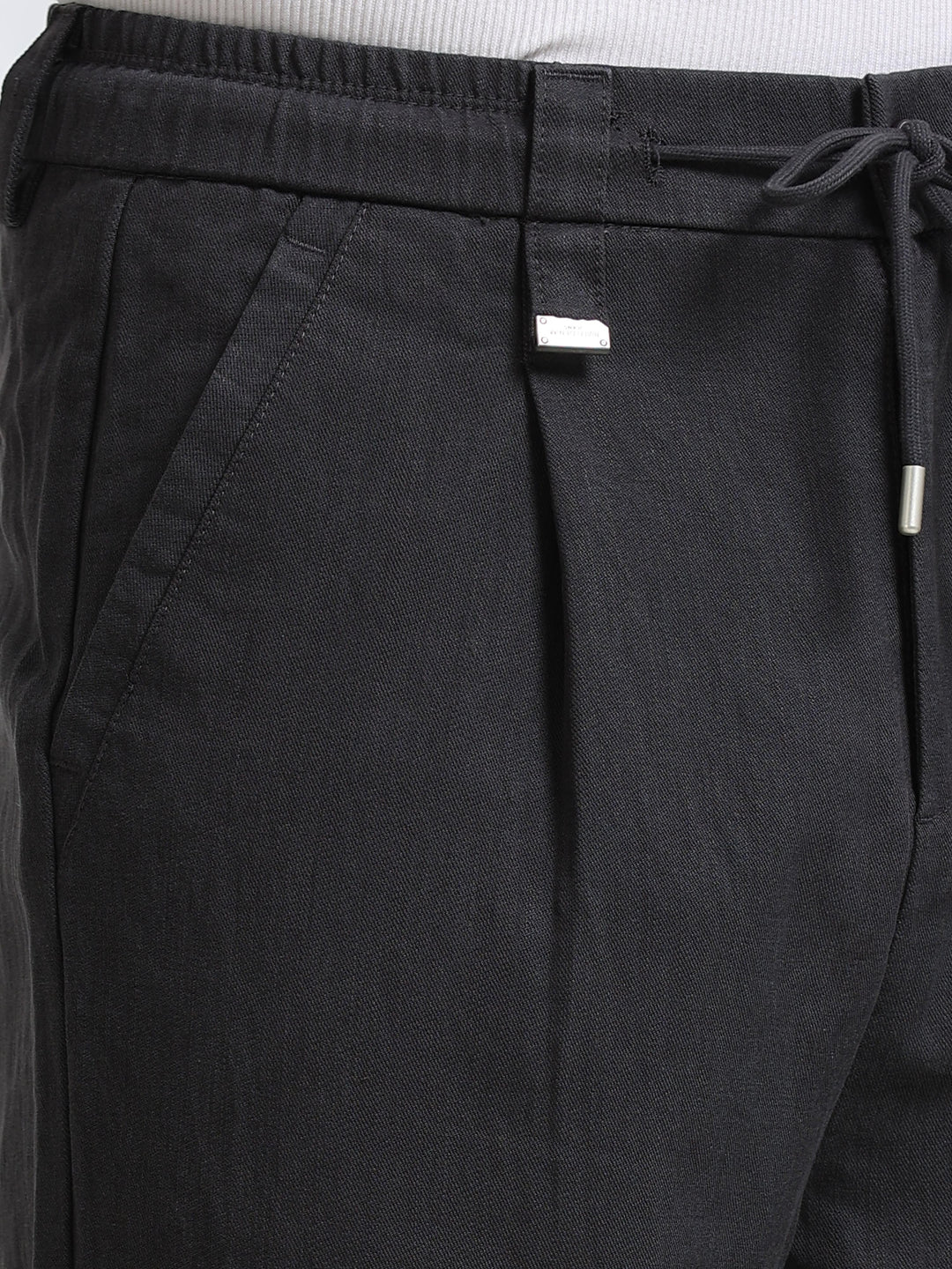 Amalfi Textured Pleated Trouser – Slate Grey