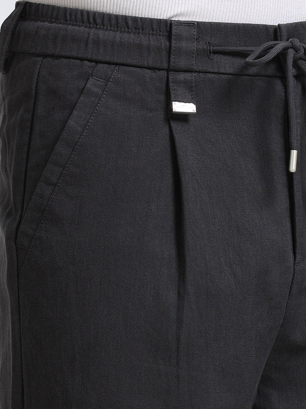 Amalfi Textured Pleated Trouser – Slate Grey