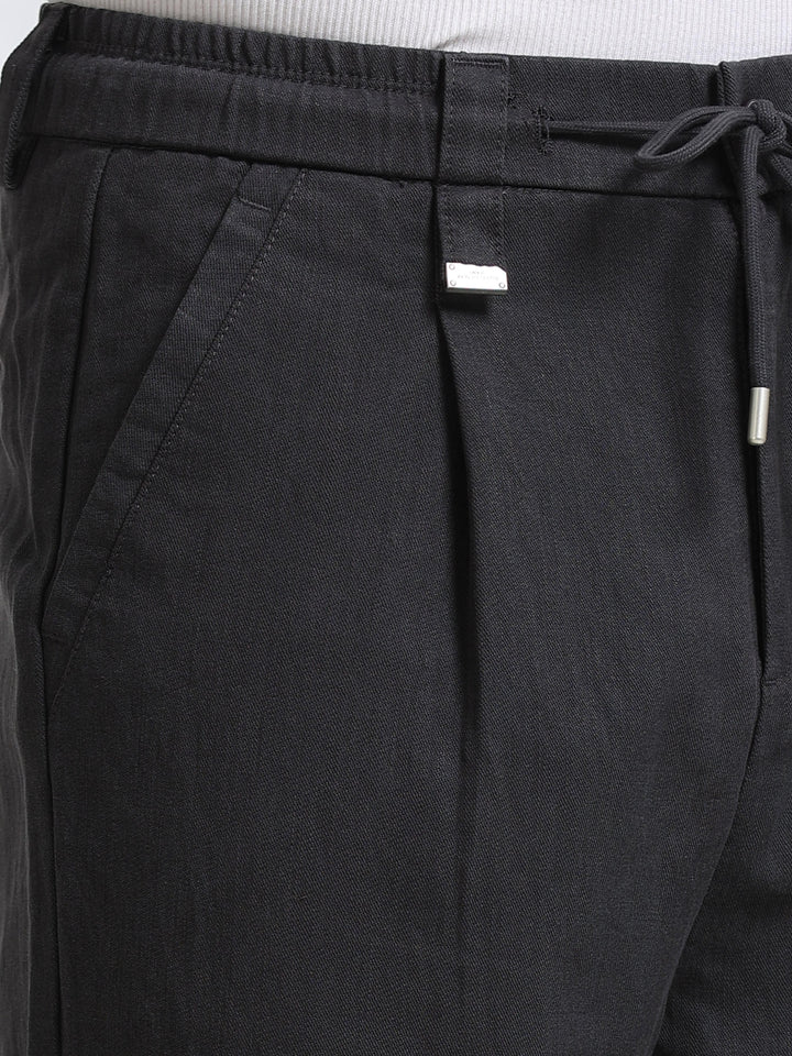 Amalfi Textured Pleated Trouser – Slate Grey
