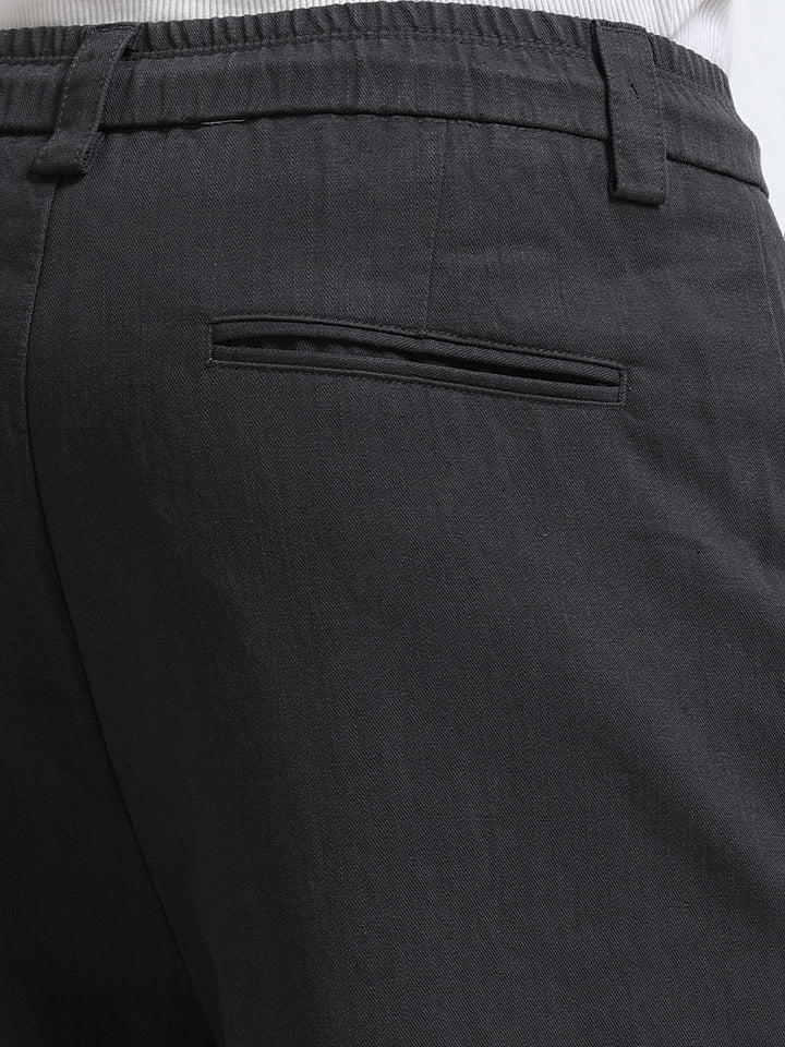 Amalfi Textured Pleated Trouser – Slate Grey