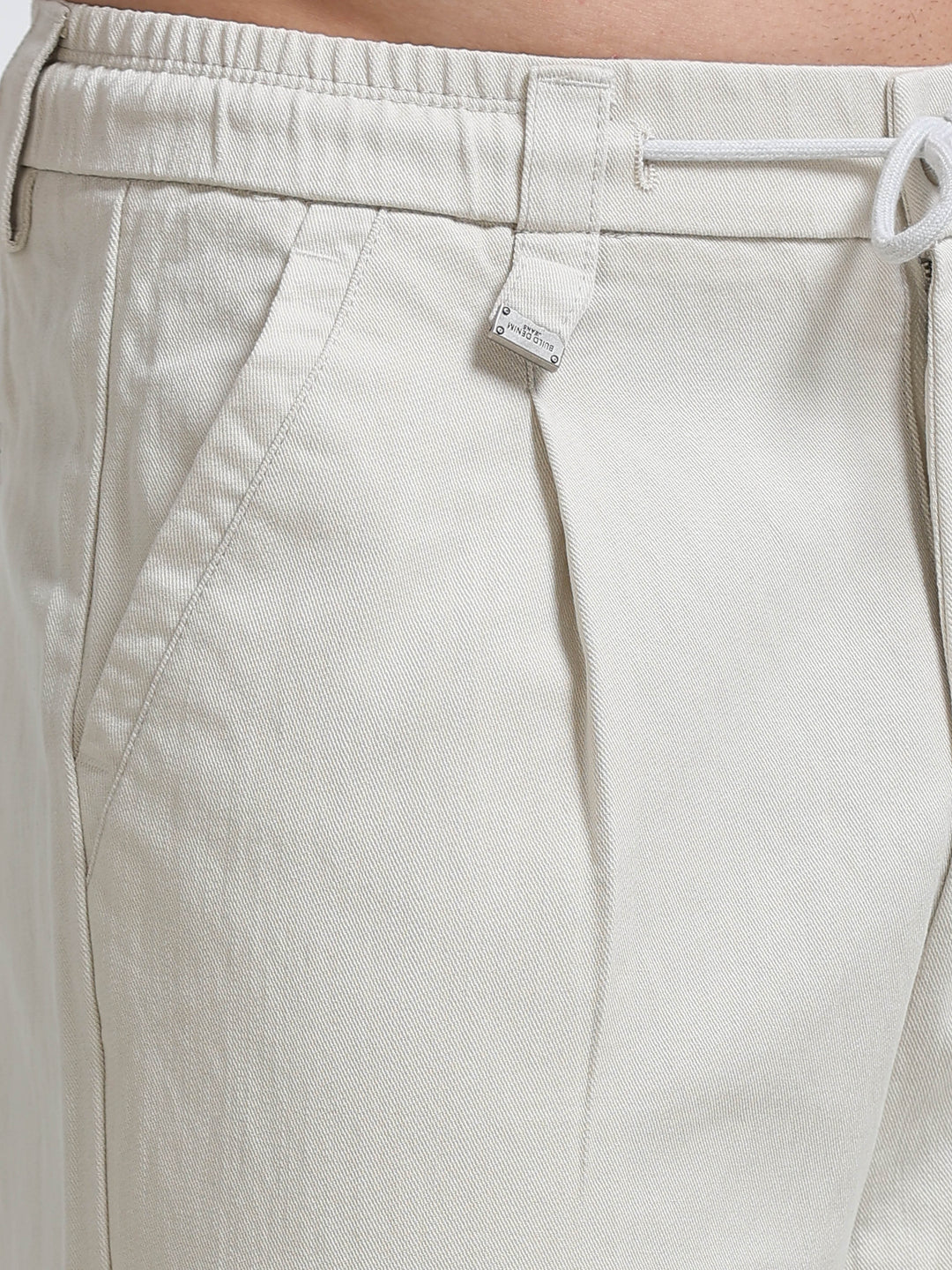 Amalfi Textured Pleated Trouser – Sand Beige