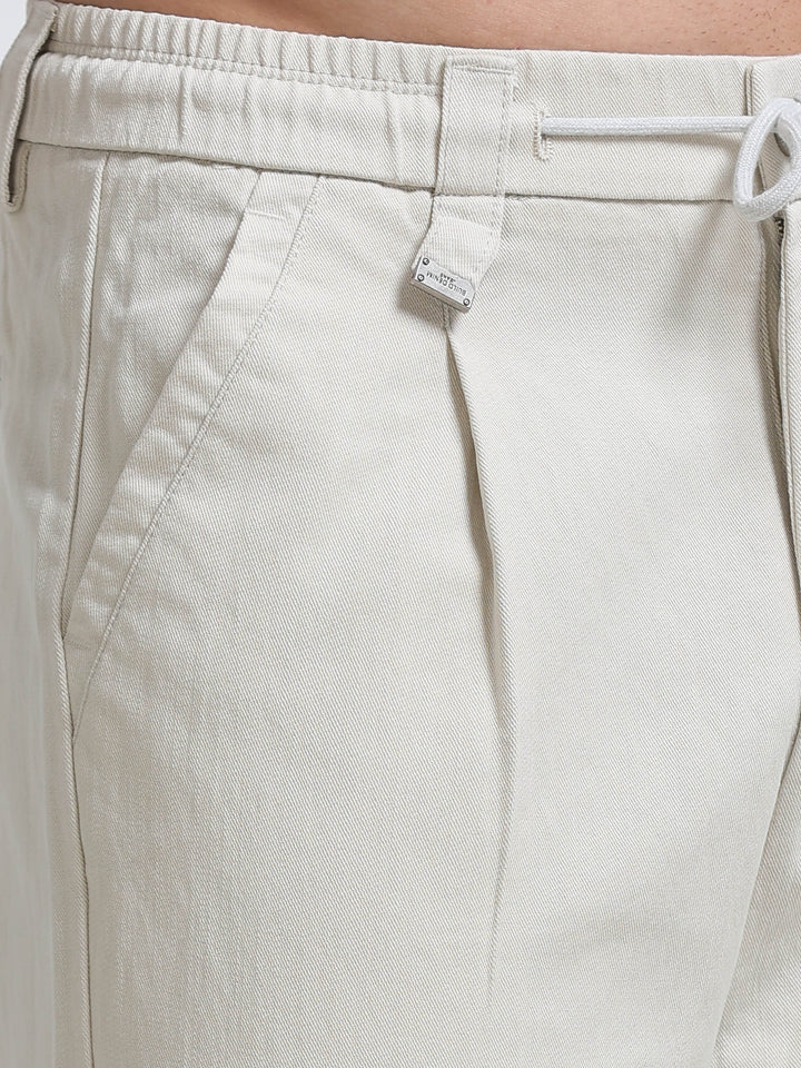 Amalfi Textured Pleated Trouser – Sand Beige
