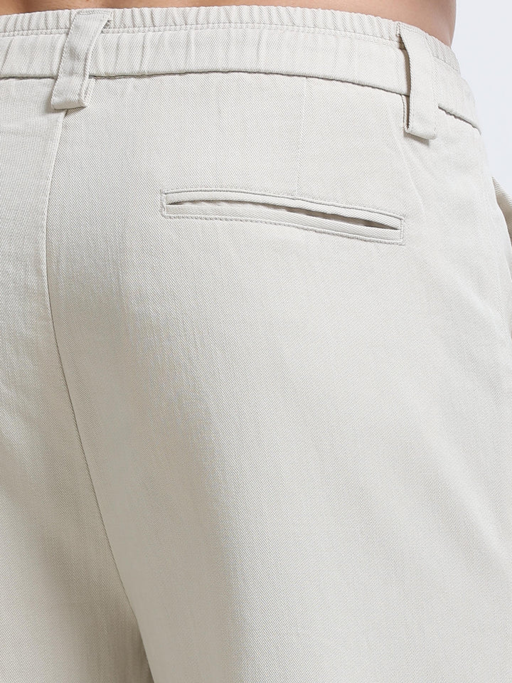 Amalfi Textured Pleated Trouser – Sand Beige