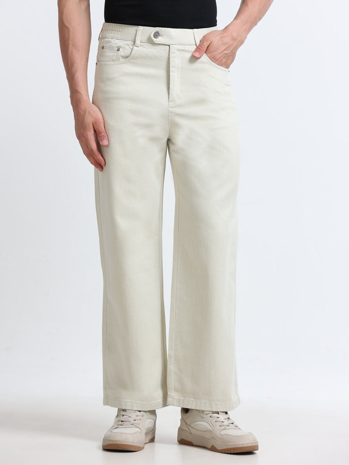 Velano Straight Fit Denim – Ivory Beige
