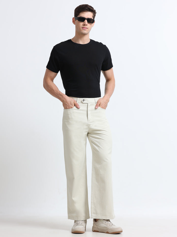 Velano Straight Fit Denim – Ivory Beige