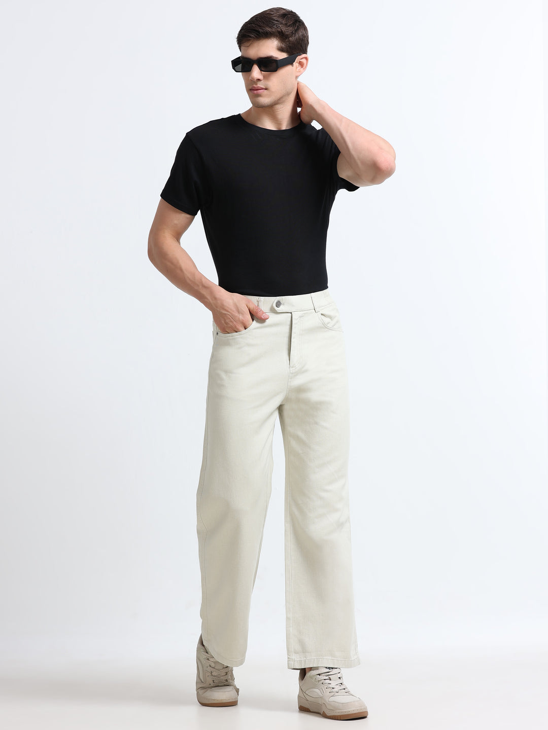 Velano Straight Fit Denim – Ivory Beige