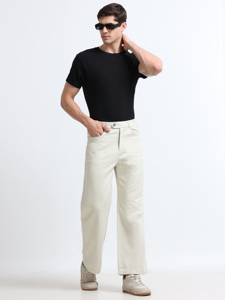 Velano Straight Fit Denim – Ivory Beige