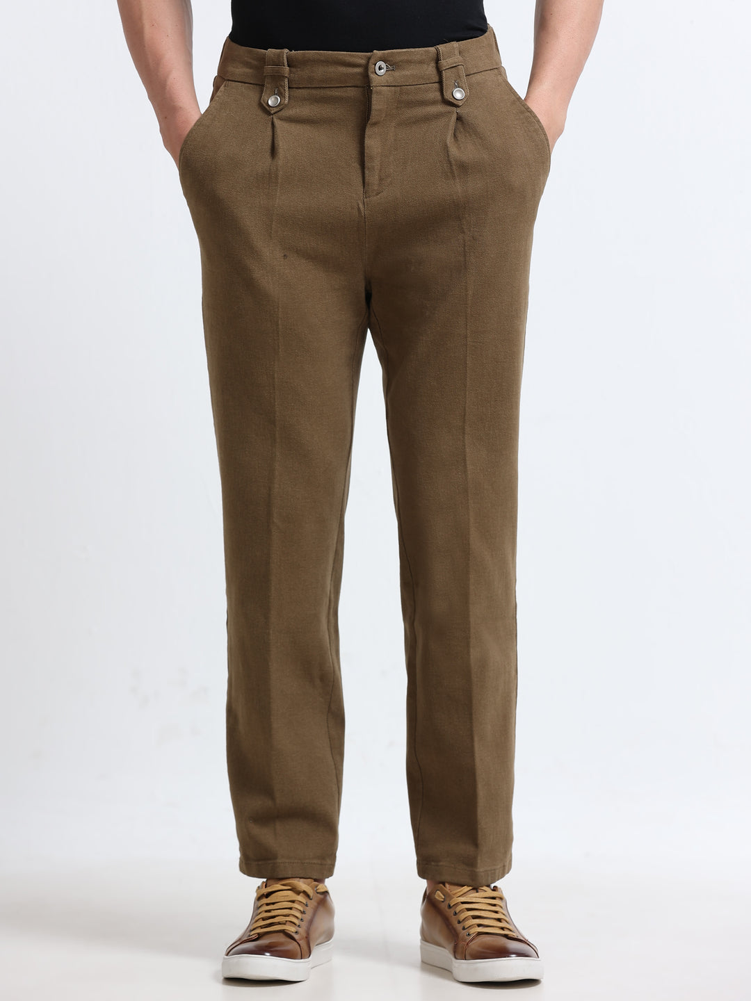 Savero Pleated Tapered Trouser – Olive Moss