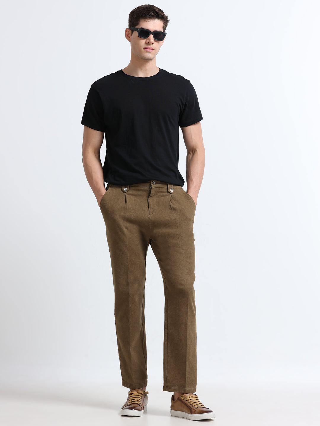 Savero Pleated Tapered Trouser – Olive Moss